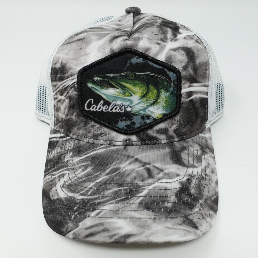 Cabela's Fishing Hat Cap Mens OSFM Mossy Oak Element Gray Watermarks Adjustable
